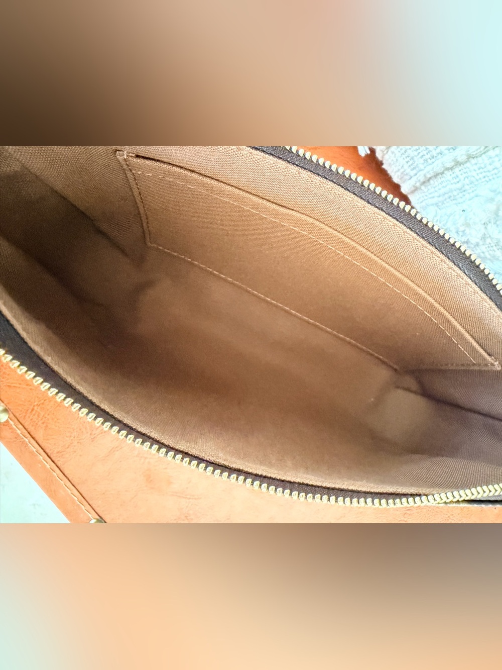 Louis Vuitton Brown Monogram Canvas Pochette Crossbody with Pink Accent Strap - Picture 7 of 8